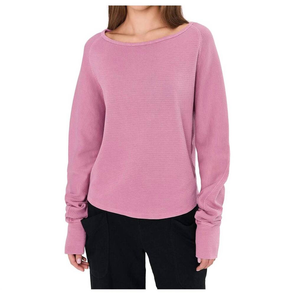 NEW FREE PEOPLE jess long sleeve top in orchid combo